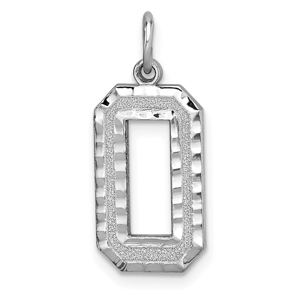 14kw Large Brushed Diamond-cut Number 0 Charm, 20.38 x 10.94 mm