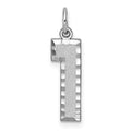14kw Large Brushed Diamond-cut  Number 1 Charm, 21.16 x 6.83 mm