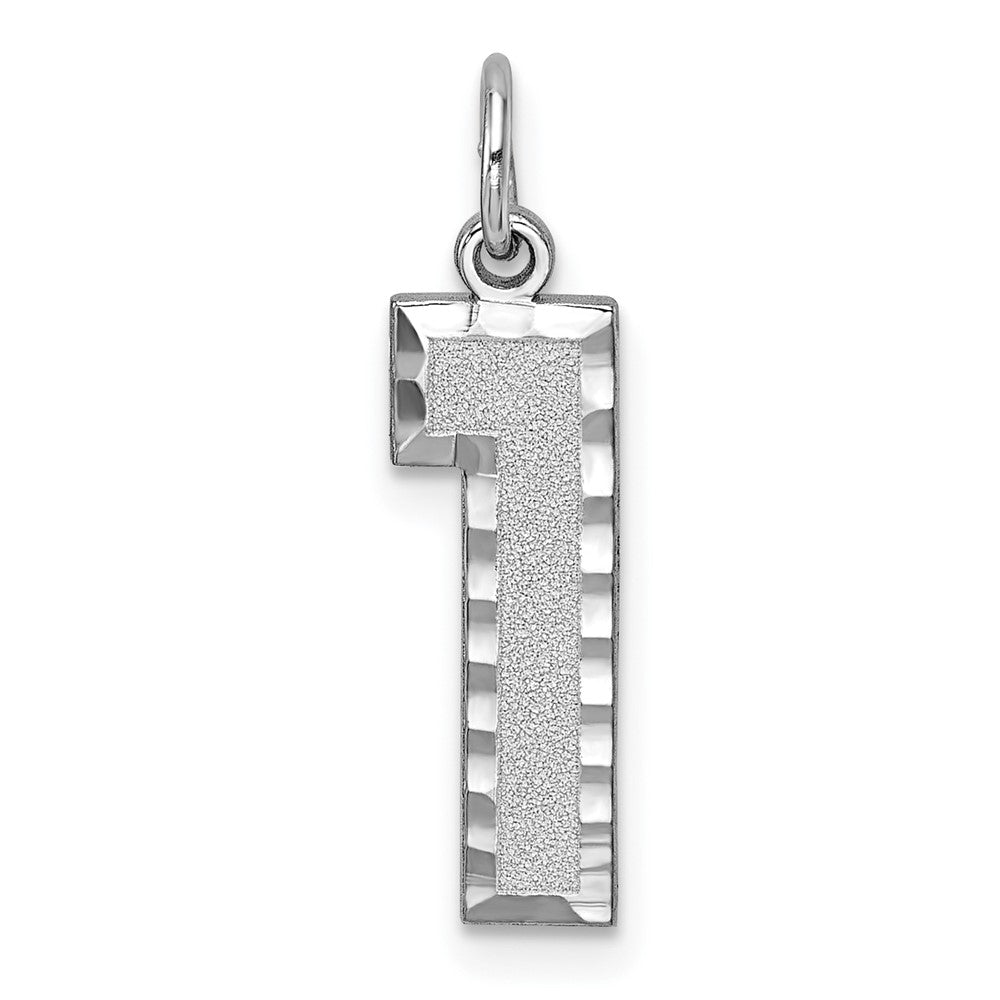 14kw Large Brushed Diamond-cut  Number 1 Charm, 21.16 x 6.83 mm