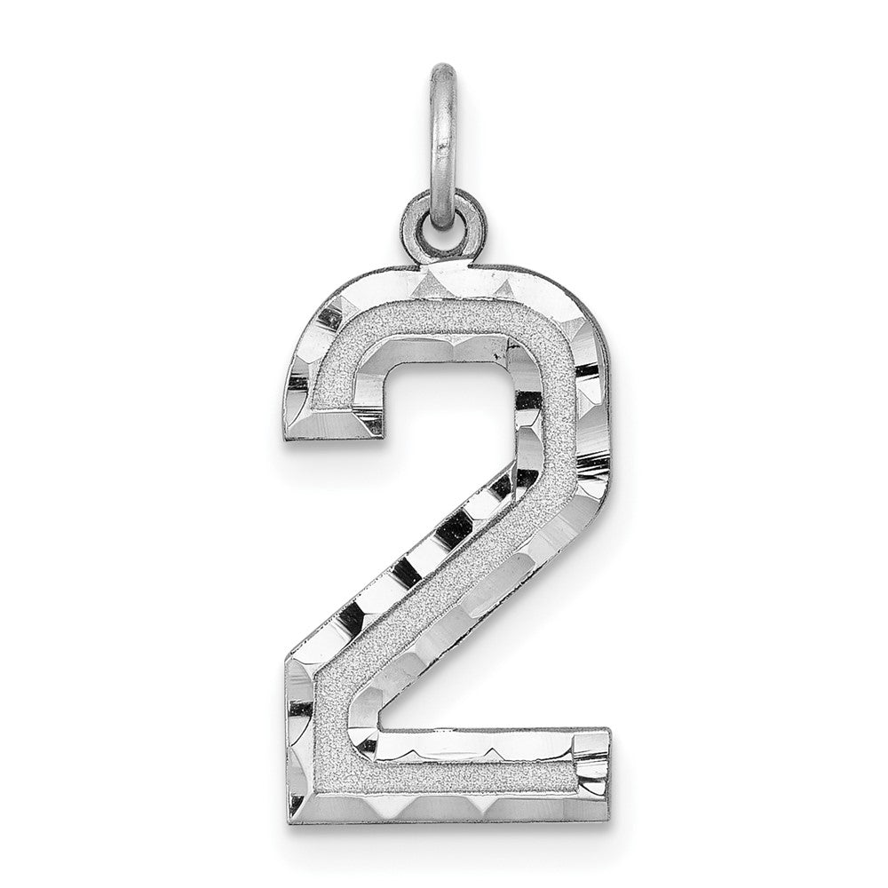 14kw Large Brushed Diamond-cut  Number 2 Charm, 20.52 x 10.98 mm
