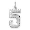 14kw Large Brushed Diamond-cut  Number 5 Charm, 20.38 x 10.68 mm