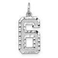 14kw Large Brushed Diamond-cut  Number 6 Charm, 20.38 x 11.81 mm