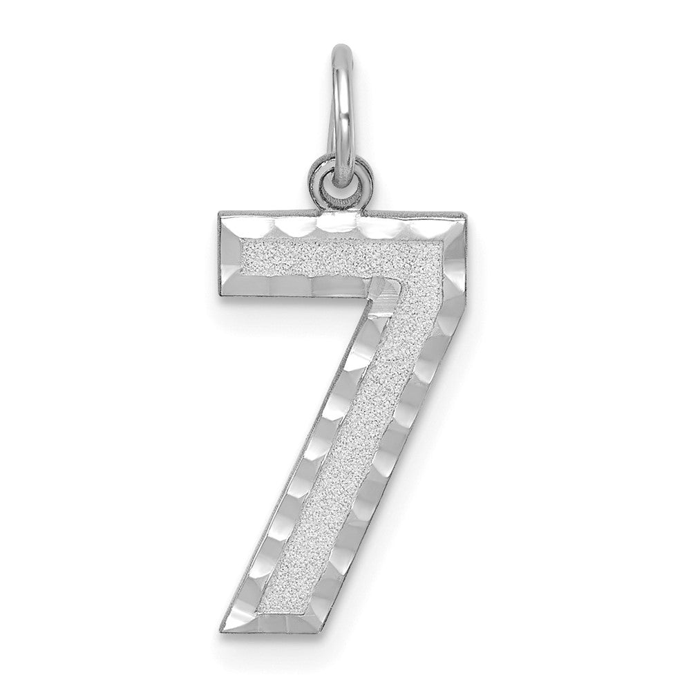 14kw Large Brushed Diamond-cut  Number 7 Charm, 20.82 x 11.13 mm