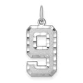 14kw Large Brushed Diamond-cut  Number 9 Charm, 19.95 x 11.28 mm