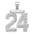 14kw Large Brushed Diamond-cut Number 24 Charm, 24.04 x 21.78 mm