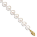 14k 9-10mm White Near-Round Freshwater Cultured Pearl 7.5 inch Bracelet, 7.5 mm