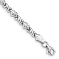 14k White Gold Polished Diamond-cut X-and-Heart 7 inch Bracelet, 7 x 4 mm