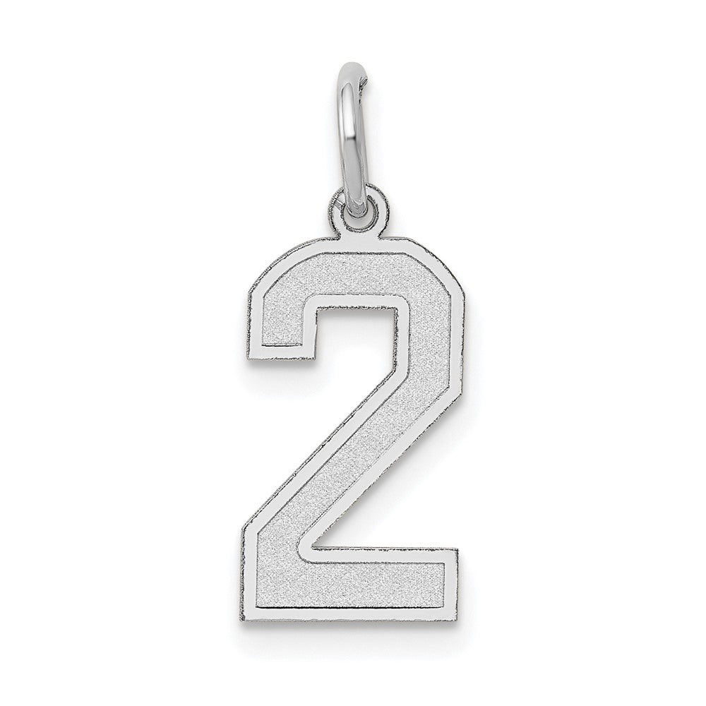 14kw Medium Satin Number 2 Charm, 16.13 x 8.21 mm