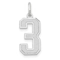 14kw Medium Satin Number 3 Charm, 16.13 x 8.22 mm