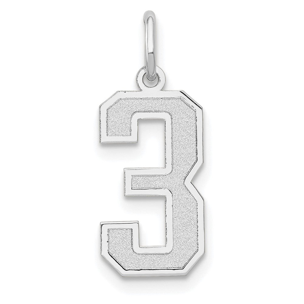 14kw Medium Satin Number 3 Charm, 16.13 x 8.22 mm