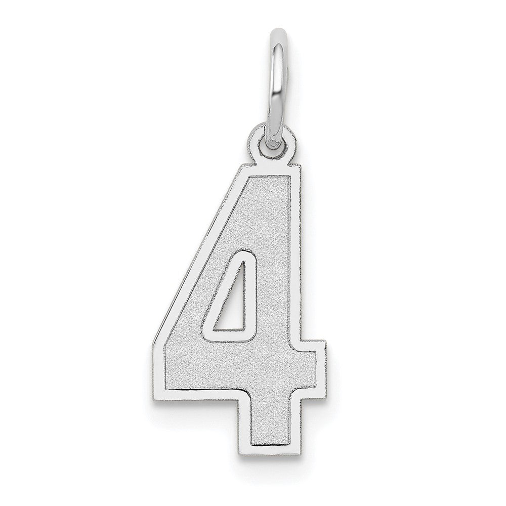 14kw Medium Satin Number 4 Charm, 16.13 x 8.21 mm