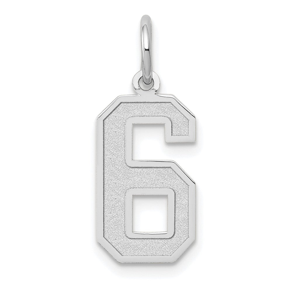 14kw Medium Satin Number 6 Charm, 16.13 x 8.19 mm