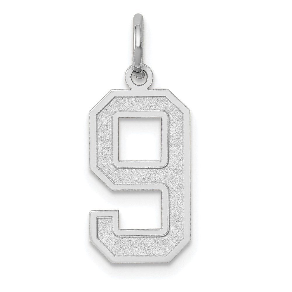 14kw Medium Satin Number 9 Charm, 16.13 x 8.18 mm