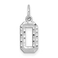 14kw Small Brushed Diamond-cut Number 0 Charm, 15.27 x 7.35 mm