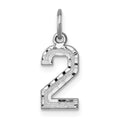 14kw Small Brushed Diamond-cut Number 2 Charm, 15.03 x 7.69 mm