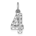 14kw Small Brushed Diamond-cut Number 4 Charm, 14.39 x 7.99 mm
