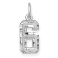 14kw Small Brushed Diamond-cut Number 6 Charm, 15.59 x 8.27 mm