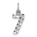 14kw Small Brushed Diamond-cut Number 7 Charm, 15.38 x 7.65 mm