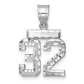 14kw Small Brushed Diamond-cut Number 32 Charm, 15 mm