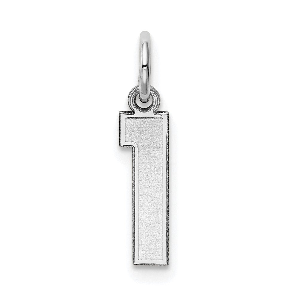 14kw Small Satin Number 1 Charm, 14.32 x 3.81 mm