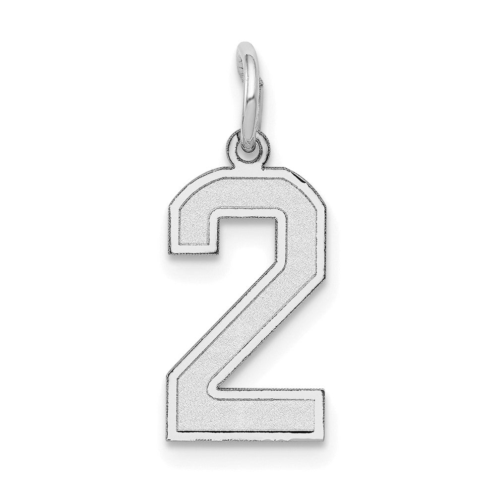 14kw Small Satin Number 2 Charm, 14.38 x 6.99 mm