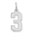 14kw Small Satin Number 3 Charm, 14.4 x 7.11 mm