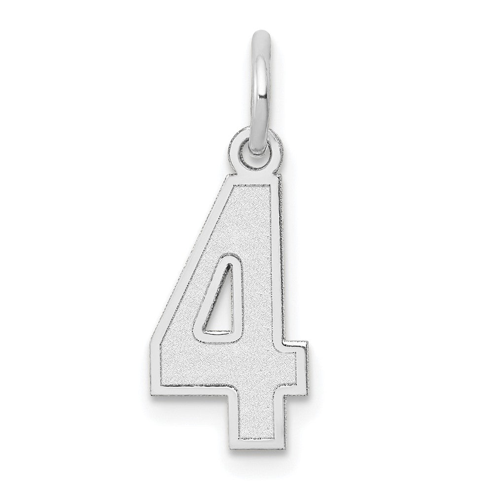 14kw Small Satin Number 4 Charm, 14.34 x 7.11 mm