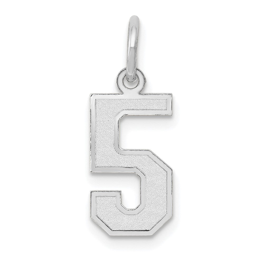 14kw Small Satin Number 5 Charm, 14.5 x 7.09 mm
