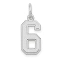 14kw Small Satin Number 6 Charm, 14.45 x 7.11 mm