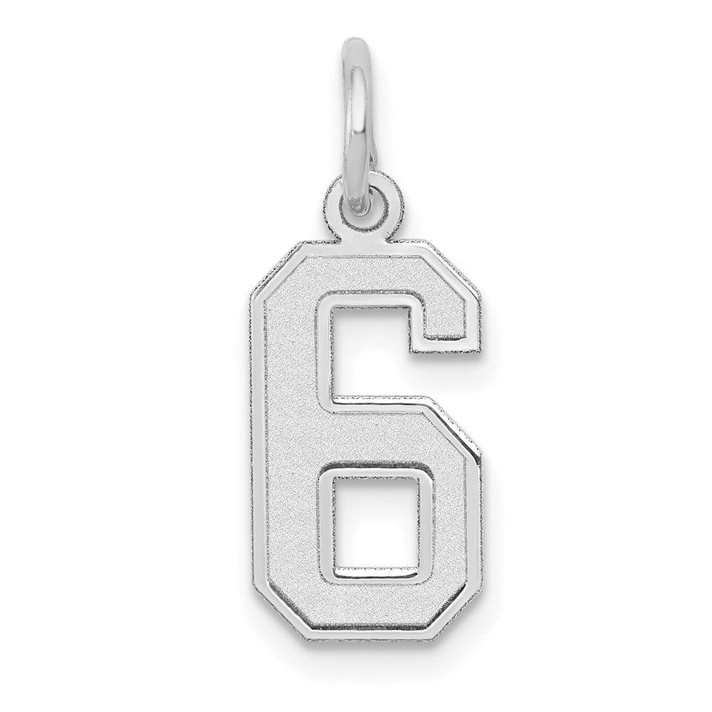 14kw Small Satin Number 6 Charm, 14.45 x 7.11 mm