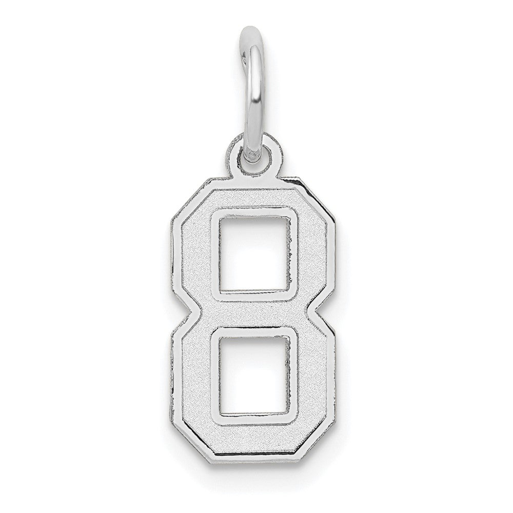 14kw Small Satin Number 8 Charm, 14.24 x 7.11 mm