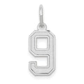 14kw Small Satin Number 9 Charm, 14.32 x 7.11 mm