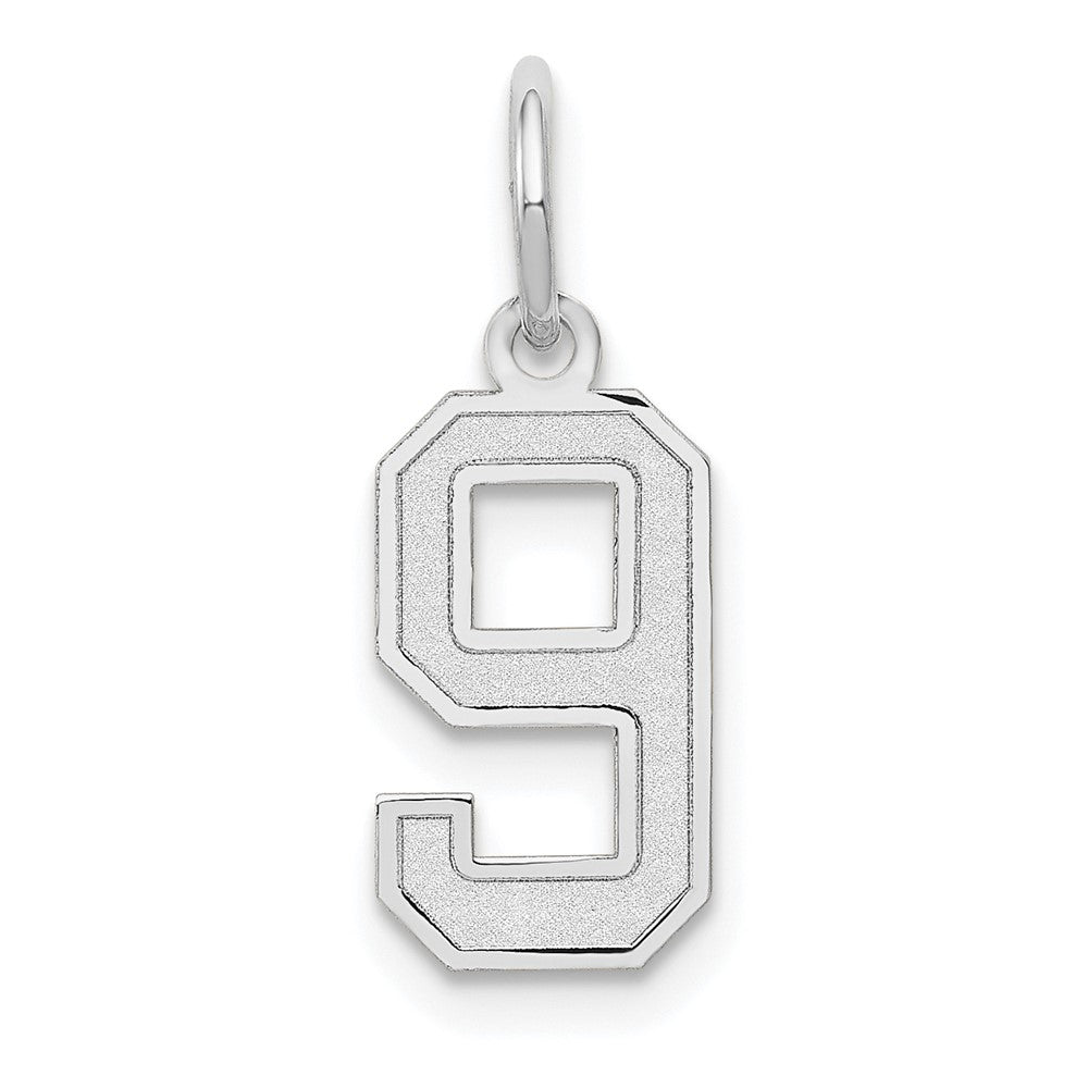 14kw Small Satin Number 9 Charm, 14.32 x 7.11 mm