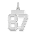 14kw Small Satin Number 87 Charm, 17.29 x 15.23 mm