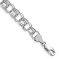 14k White Gold 8.5mm Hollow Triple Link 8.25 inch Charm Bracelet, 8.25 x 8 mm