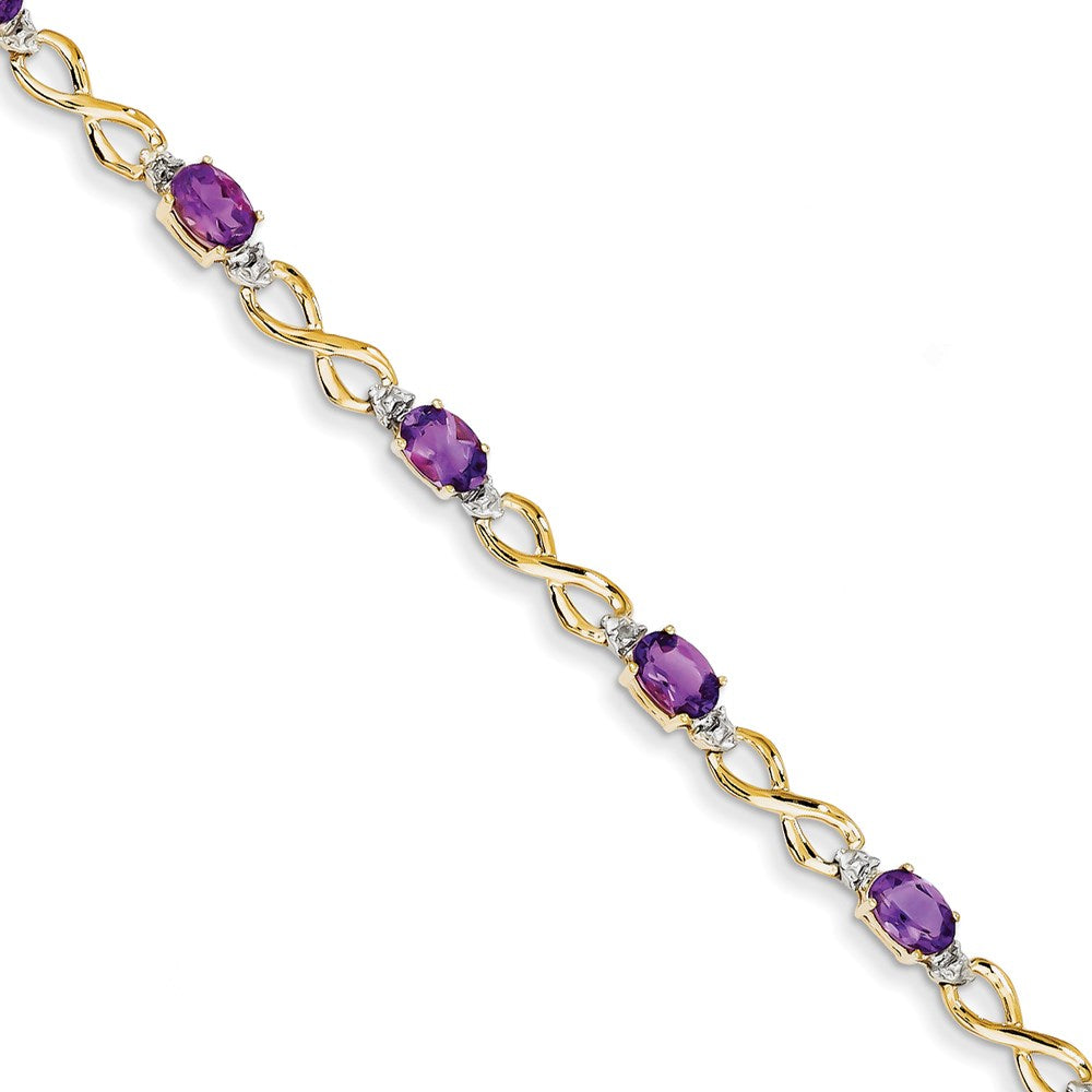 14k Amethyst/Diamond Bracelet, 4.525 ct, 7 mm
