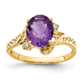 14k 9x7mm Oval Amethyst and A Diamond Ring, 1.634 ct, Size 6