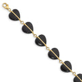 14k Black Onyx Hearts 7 inch Bracelet, 7 mm