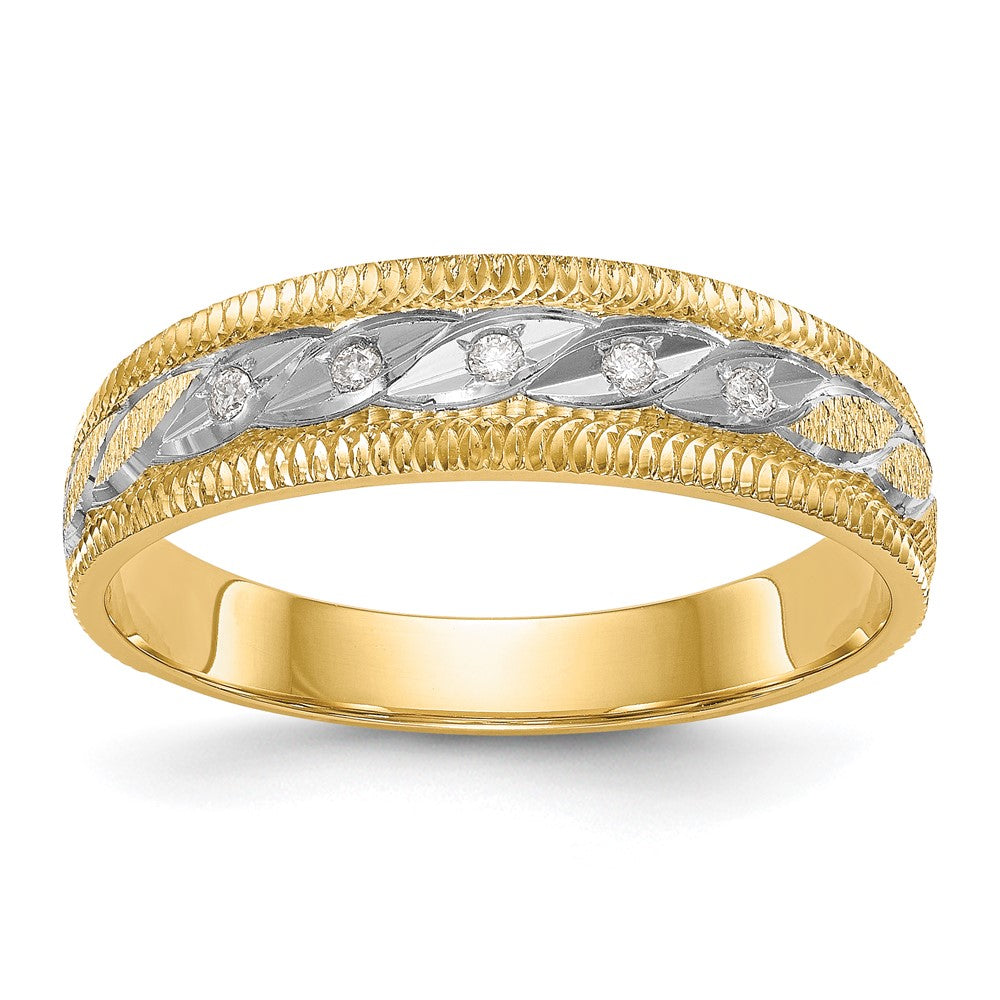 14k and Rhodium AA Quality 1/20 carat Diamond Trio Mens Complete Wedding Band, 0.05 ct, Size 10, 4.38 g - ID5S9X8281AA-G8L7