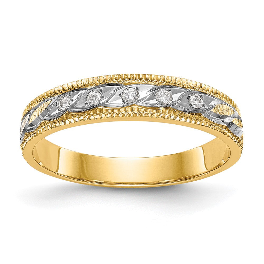 14k and Rhodium AA Quality 1/20 carat Diamond Trio Ladies Complete Wedding Band, 0.05 ct, Size 6, 2.61 g - ID5S9X8281AA-L8L7