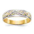 14k and Rhodium AA Quality .03 carat Diamond Trio Mens Complete Wedding Band, 0.03 ct, Size 10