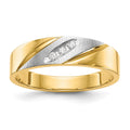 14k and Rhodium AA Quality 1/20 carat Diamond Trio Mens Complete Wedding Band, 0.051 ct, Size 10