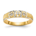 14k and Rhodium AA Quality .03 carat Diamond Trio Ladies Complete Wedding Band with Cross, 0.03 ct, Size 6