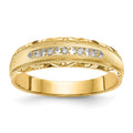 14k AA Quality 1/20 carat Diamond Trio Mens Complete Wedding Band, 0.05 ct, Size 10