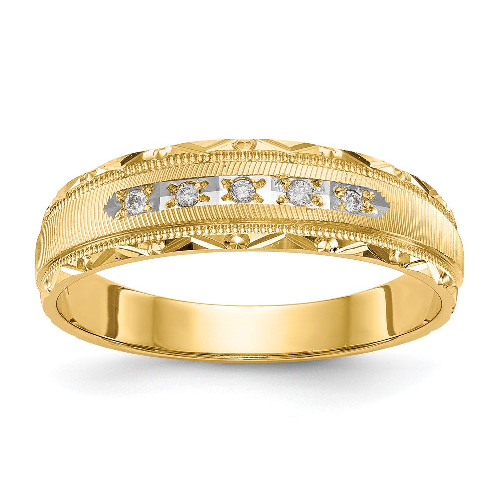 14k AA Quality 1/20 carat Diamond Trio Mens Complete Wedding Band, 0.05 ct, Size 10
