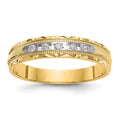 14k AA Quality 1/20 carat Diamond Trio Ladies Complete Wedding Band, 0.05 ct, Size 6