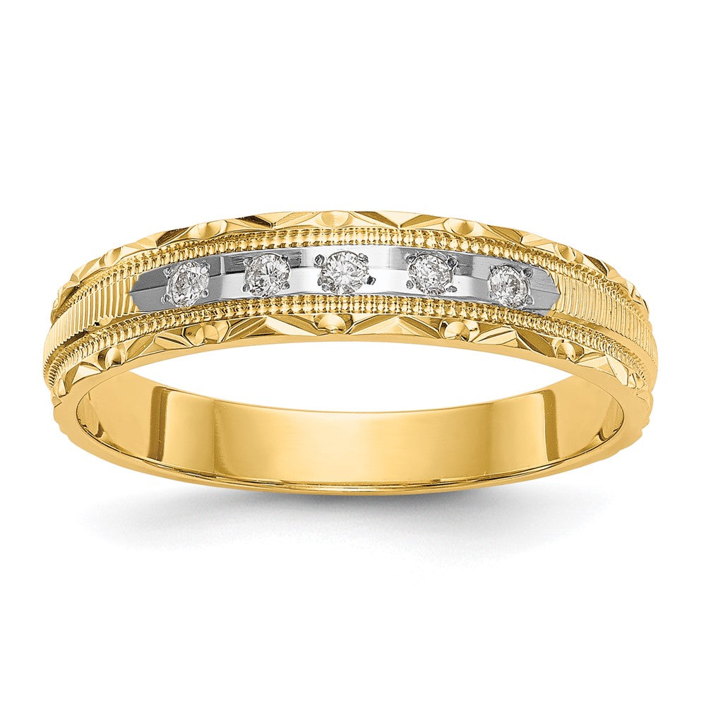 14k AA Quality 1/20 carat Diamond Trio Ladies Complete Wedding Band, 0.05 ct, Size 6