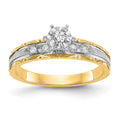 14k and Rhodium AA Quality 1/10 carat Diamond Trio Complete Engagement Ring, 0.09 ct, Size 6, 2.98 g
