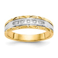 14k and Rhodium AA Quality 1/20 carat Diamond Trio Mens Complete Wedding Band, 0.05 ct, Size 10, 5.58 g