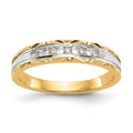 14k and Rhodium AA Quality 1/20 carat Diamond Trio Ladies Complete Wedding Band, 0.05 ct, Size 6, 2.98 g